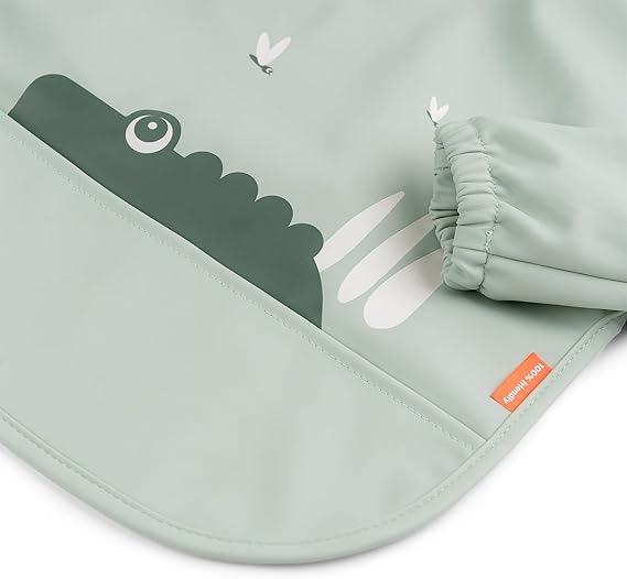 Done By Deer Sleeved Pocket Bib Croco Green