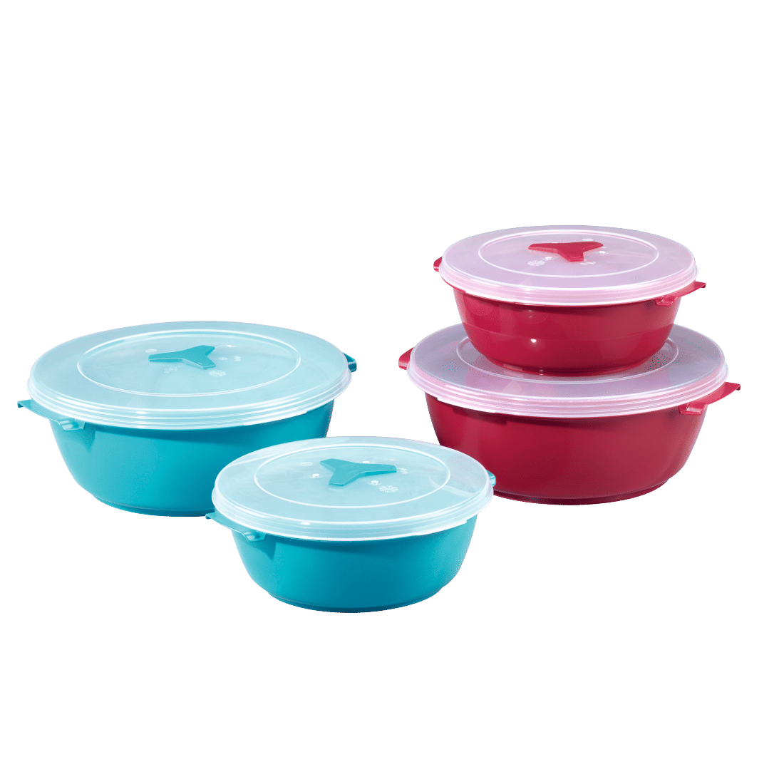 XAVAX 111525 "Round" Microwave / Freezer Container Set, 2 Pcs., turquoise / burgundy