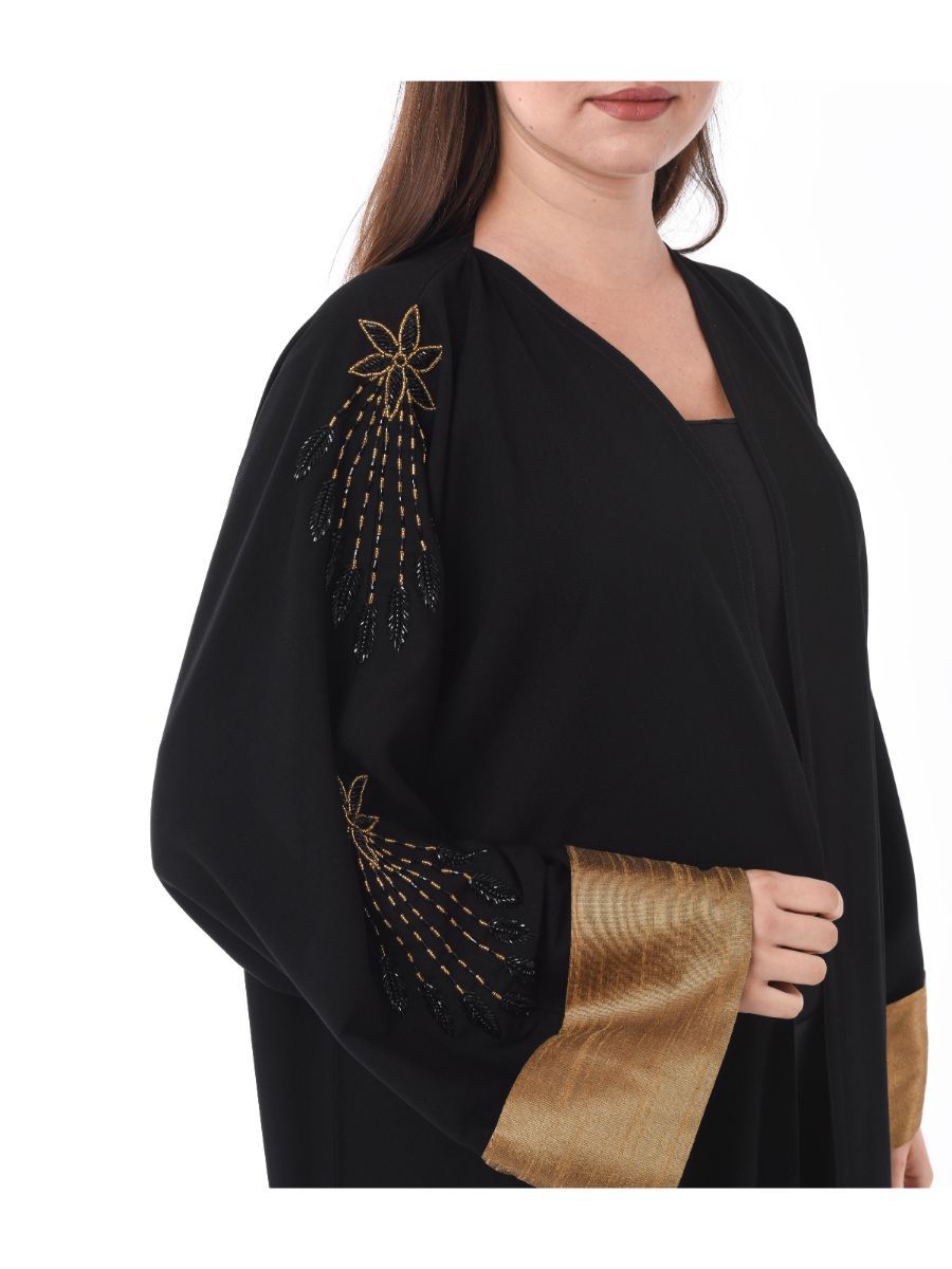 MOiSTREET Black Exotic Abaya Embellished with Hand Embroidery