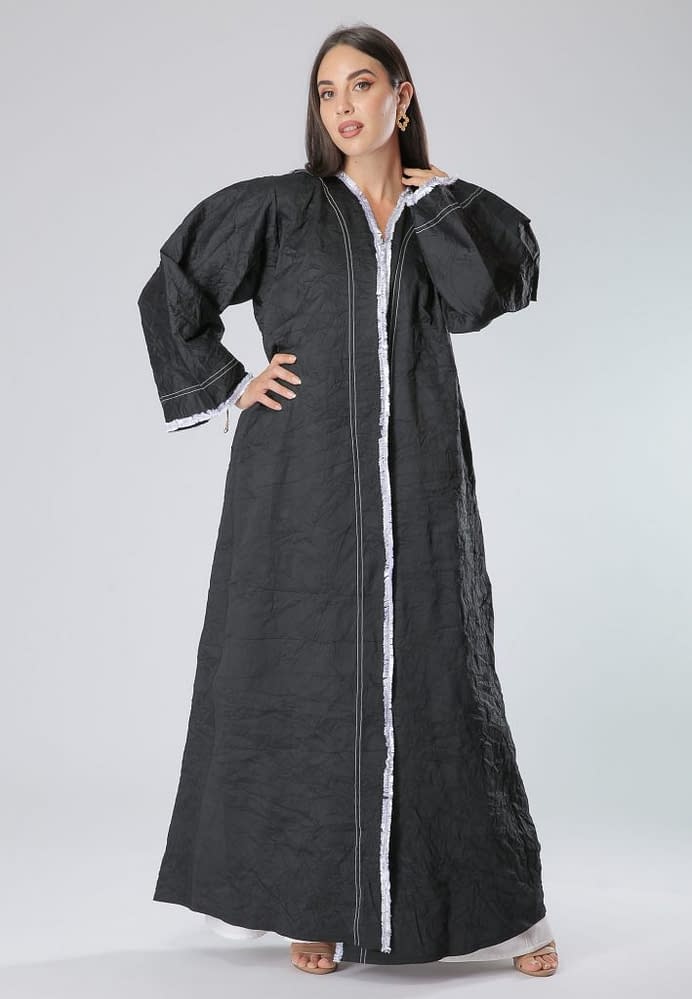 MOiSTREET Trimmed Lace Abaya Dress