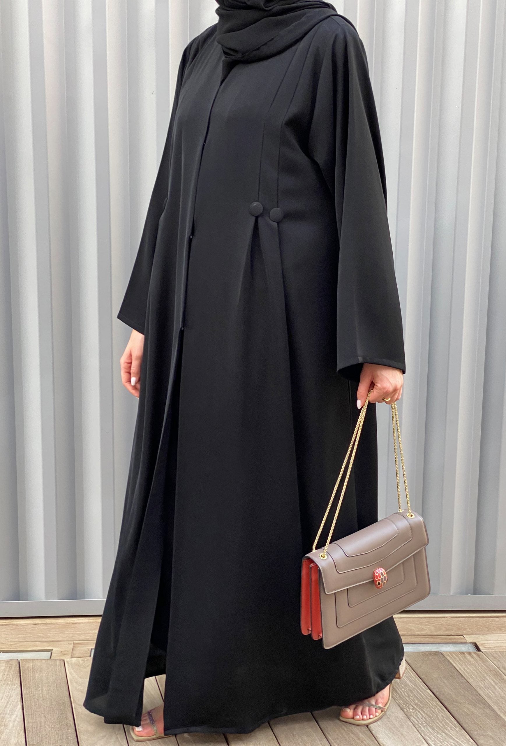 MOiSTREET Black Nada Abaya Set Comes with Under Dress & Sheila