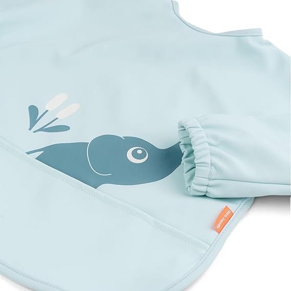 Done By Deer Sleeved Pocket Bib Playground Blue