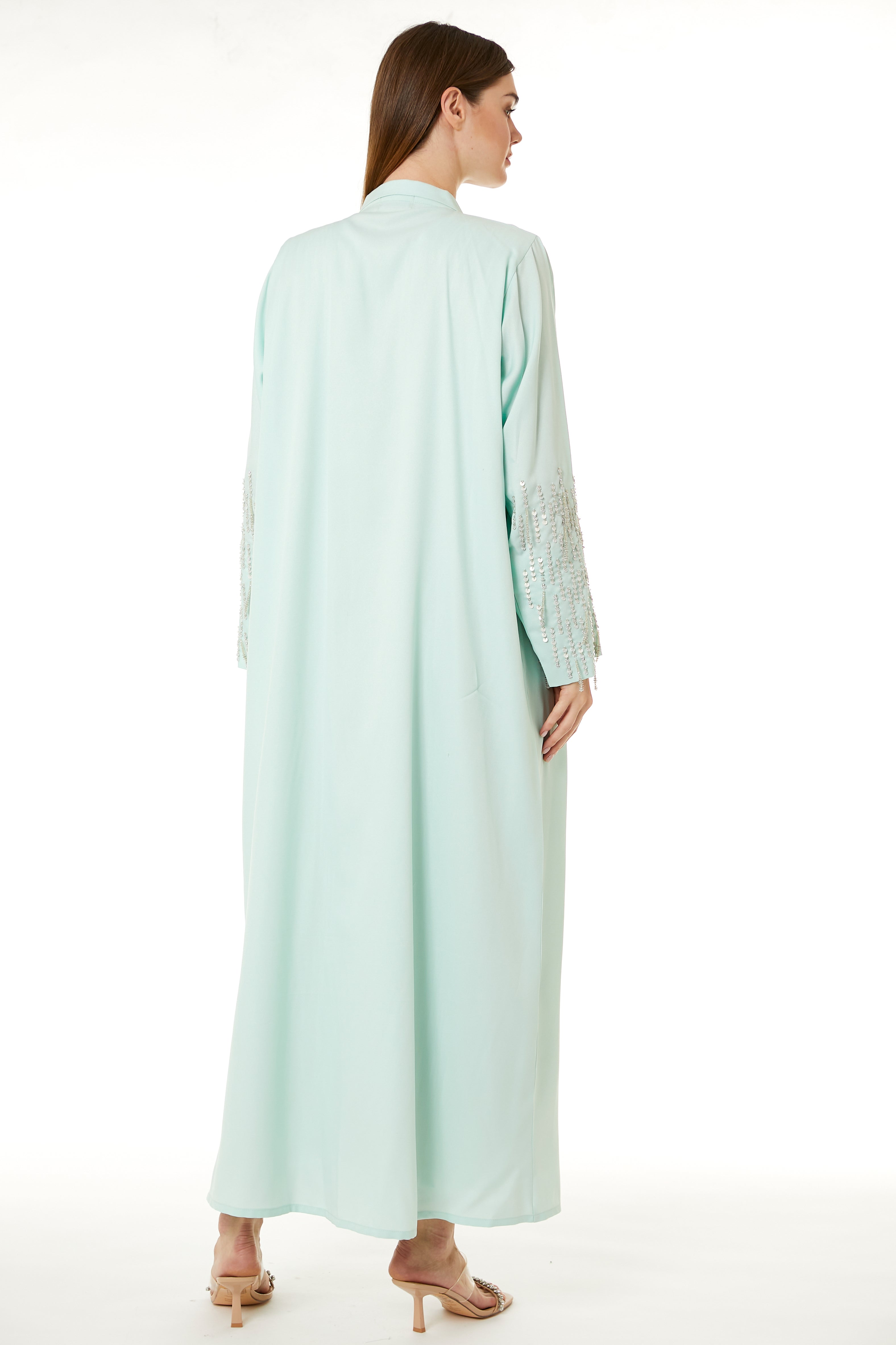 MOiSTREET Green Korean Nida Hand Embellished Abaya