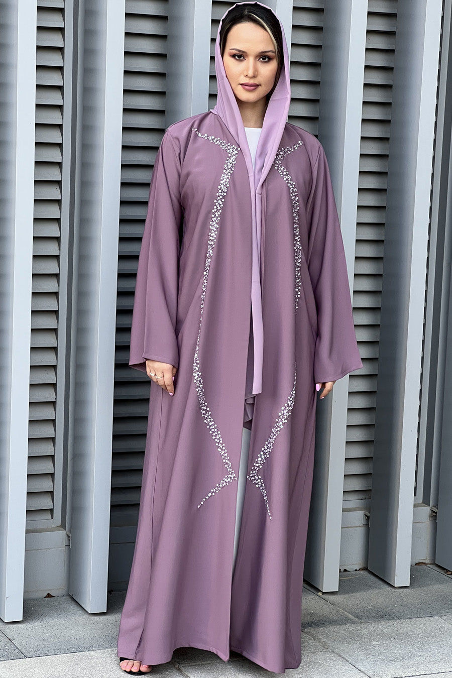 MOiSTREET Mountbatten Pink Korean Nada Embroidery Abaya
