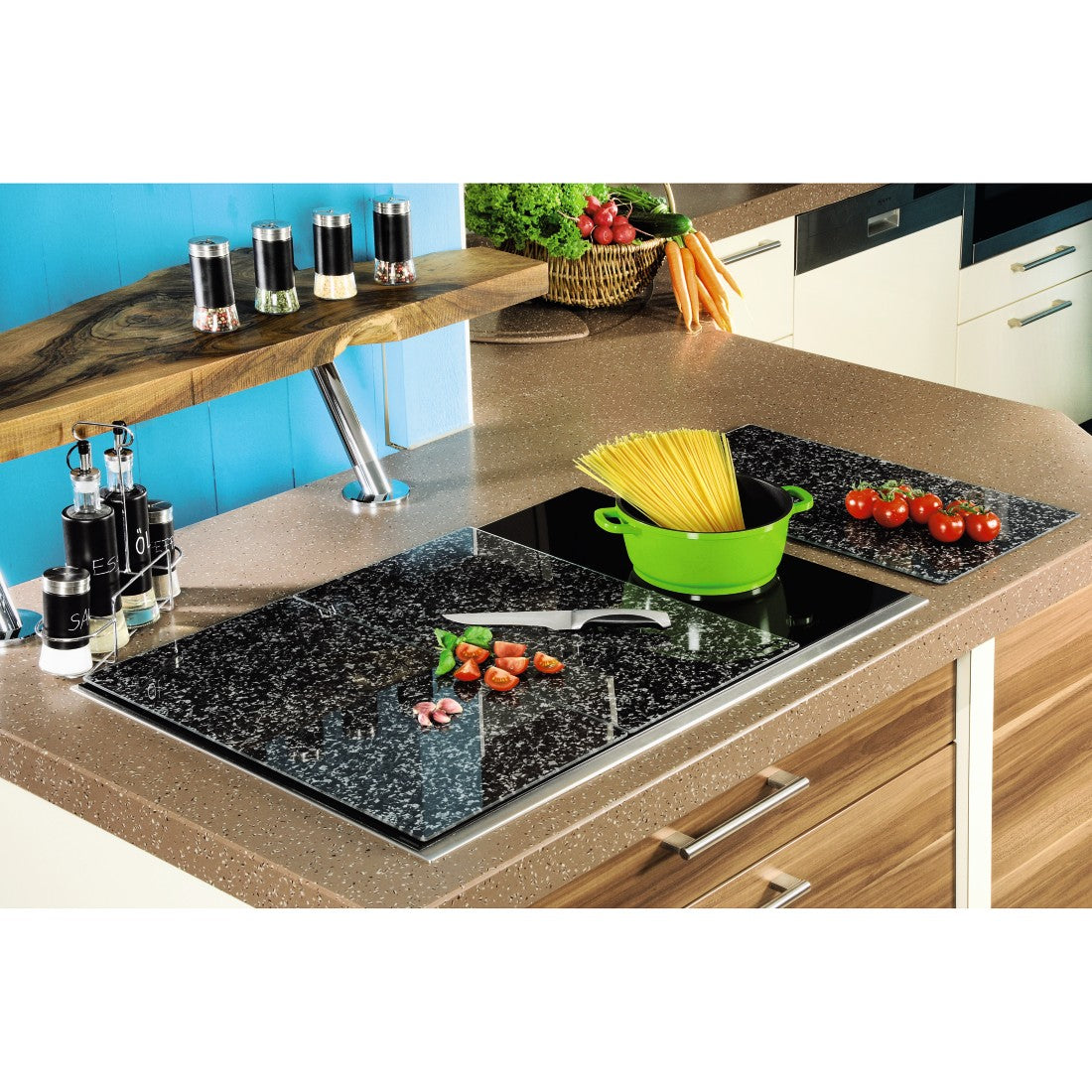 XAVAX 111517 Hob cover plate, pack of 3, "Granite" design, 52 cm x 30 cm