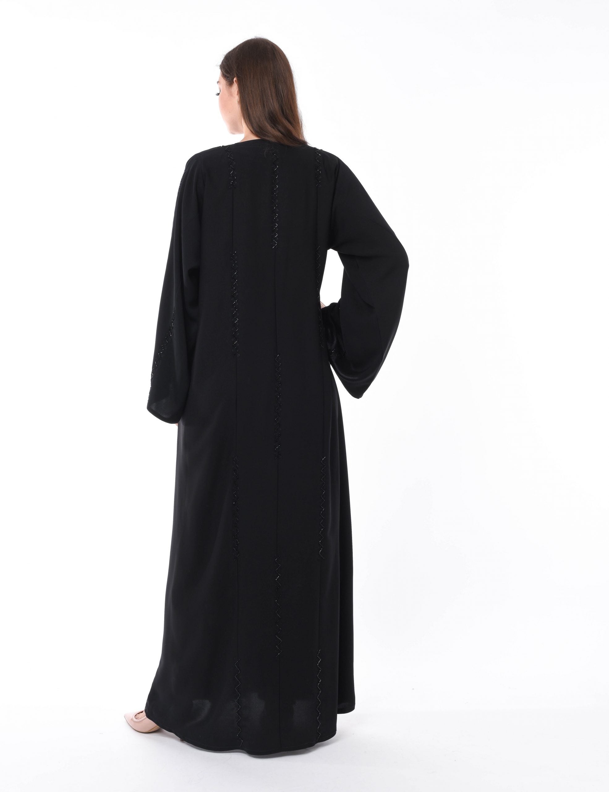 MOiSTREET Black Abaya with Elegant Subtle Hand Embroidery