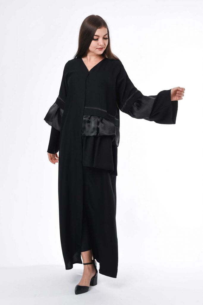 MOiSTREET Black Hem Detail Abaya