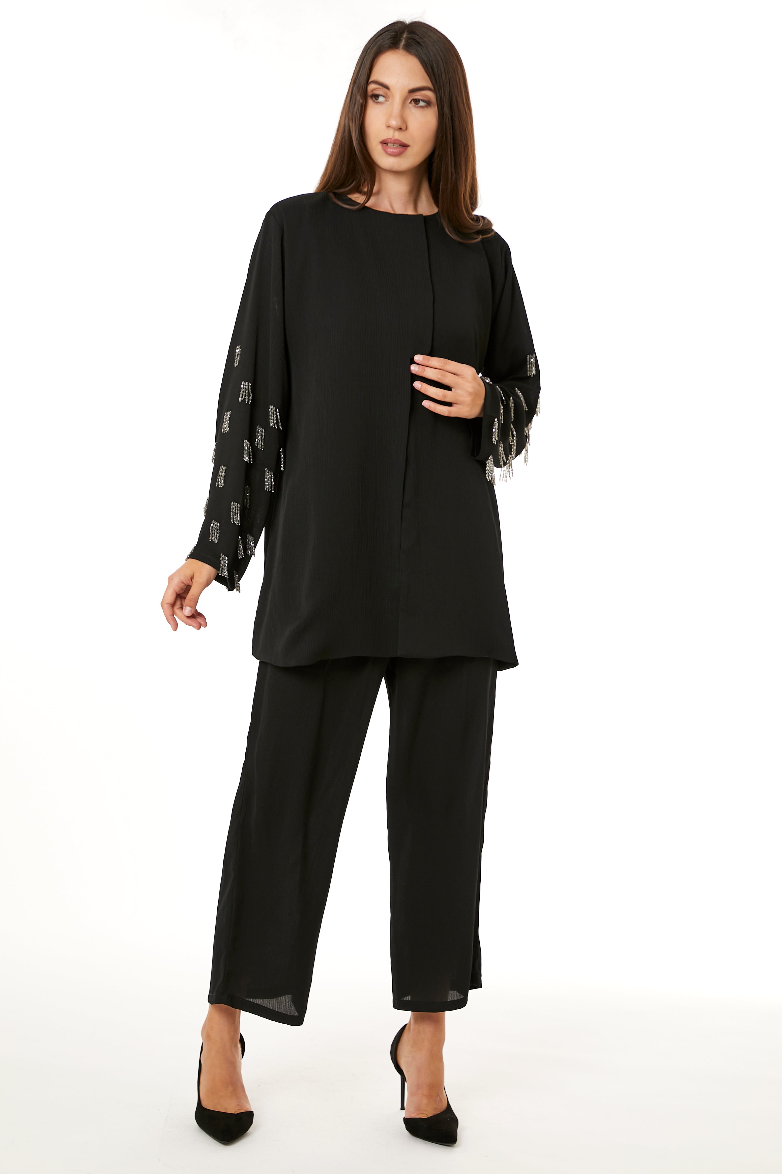 Black Zoom Top and Pants Set