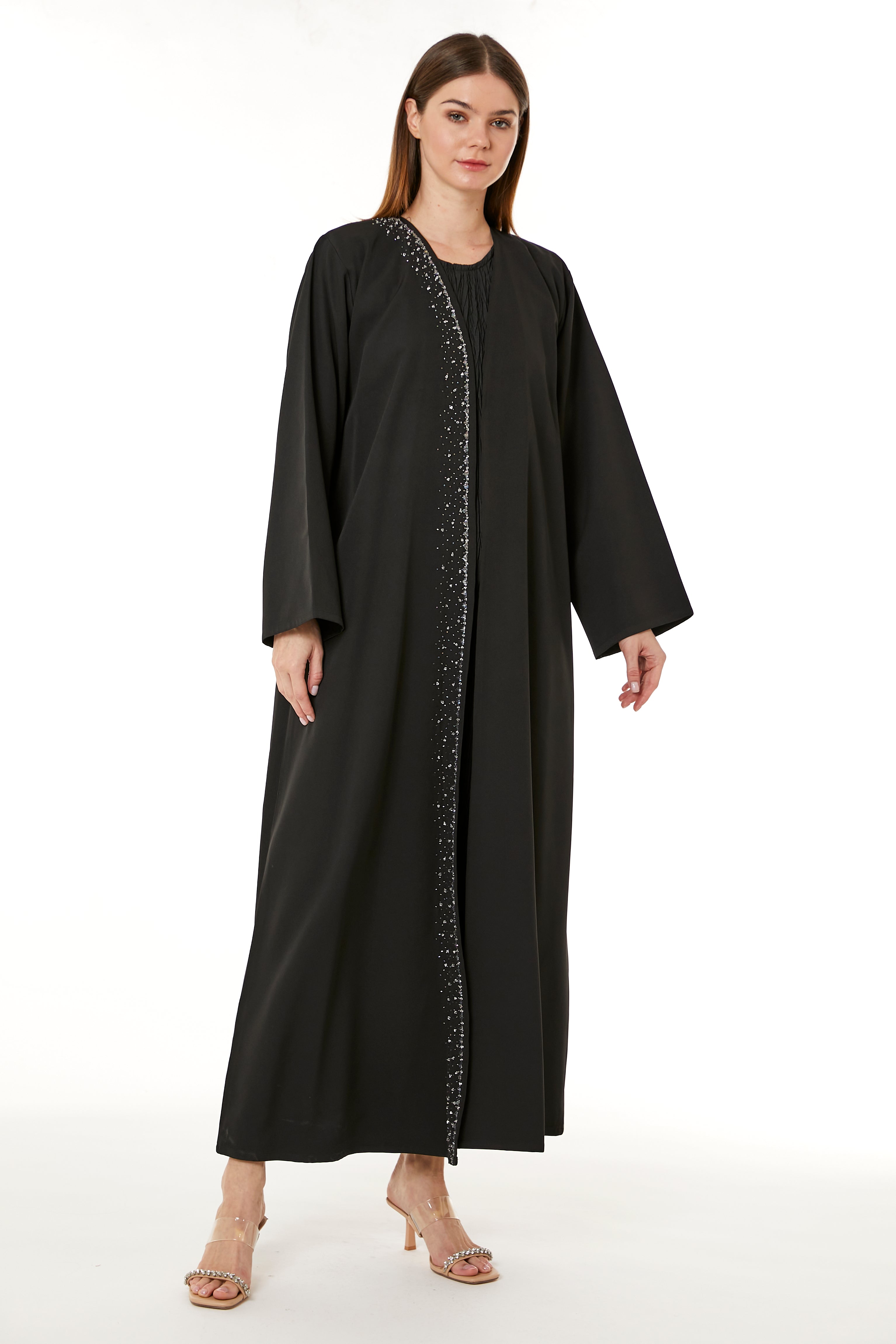 Black Barbie Crepe Hand Embellished Abaya
