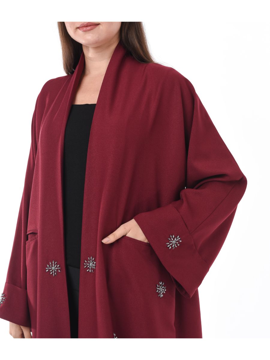 MOiSTREET Cherry Abaya with Hand Embroidery