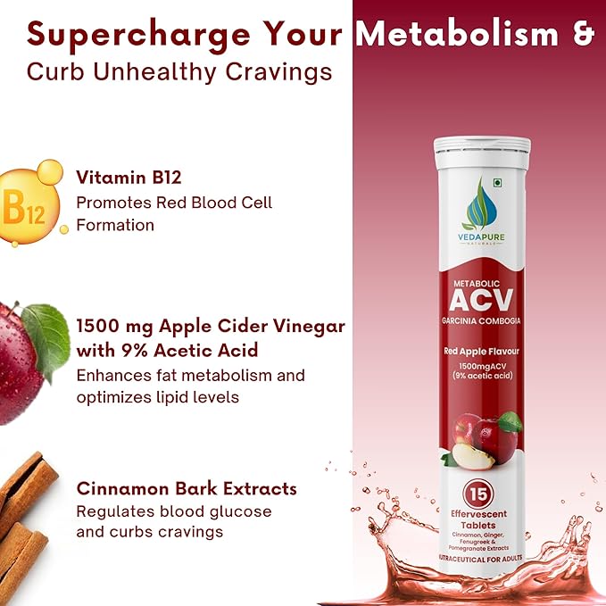 Vedapure Apple Cider Vinegar Red Apple 15 Tablets
