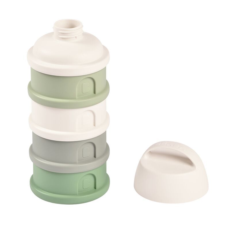 Beaba Formula Milk Container 4 Compartments Cotton white Sage green