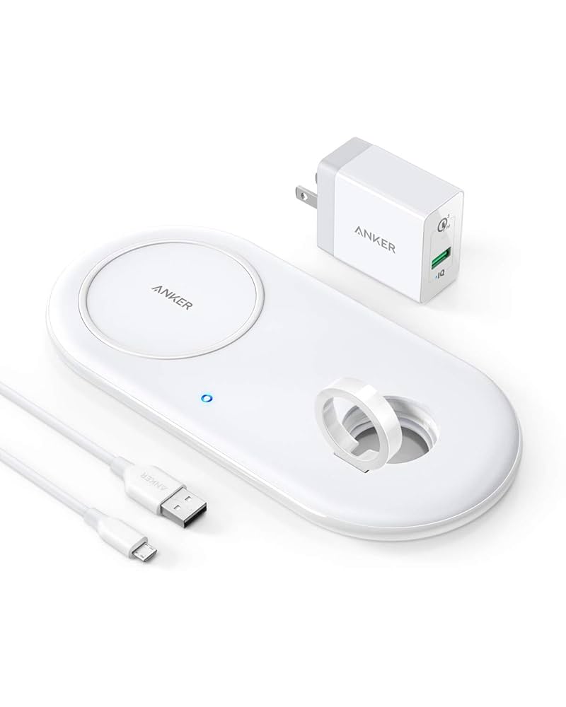 Anker PowerWave+ Pad Wireless Charger with Apple Watch Holder & Quick Charge 3.0 Wall Adapter, White
