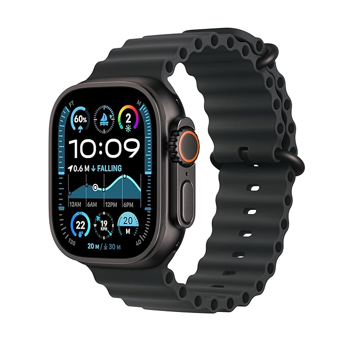 Apple Watch Ultra 2 Black Titanium 49mm with Black Ocean Band, MX4P3