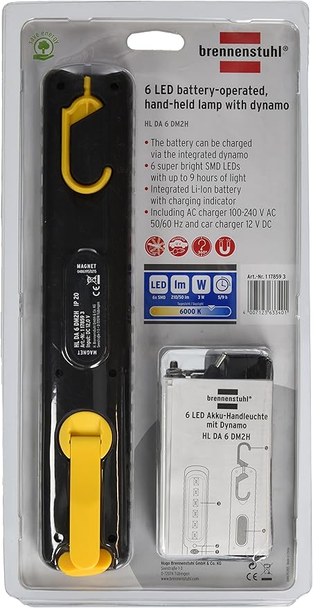 BRENNENSTUHL 1178593 6 مصابيح LED قابلة لإعادة الشحن