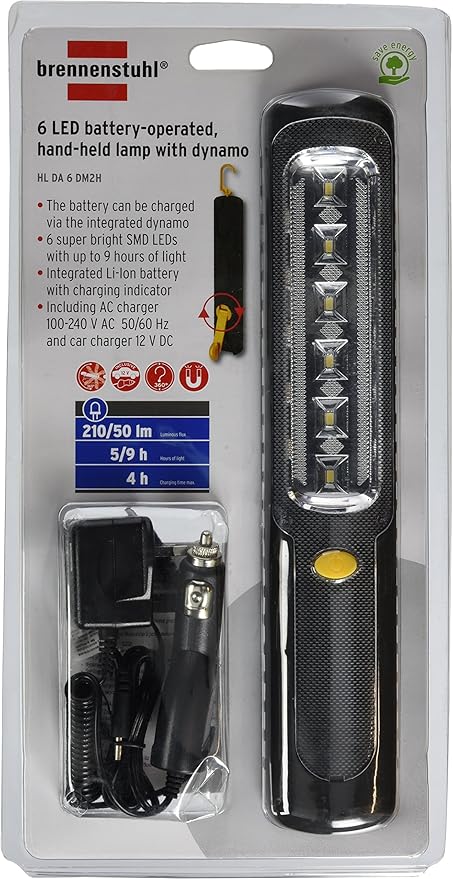 BRENNENSTUHL 1178593 6 مصابيح LED قابلة لإعادة الشحن