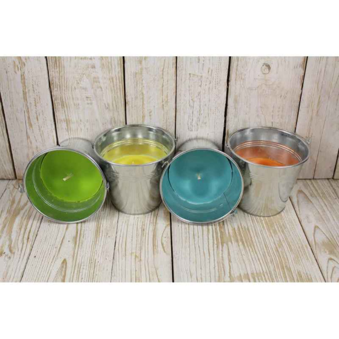 Citronella Filled Zinc Bucket Outdoor Candle, 14x13cm, 55 Hrs