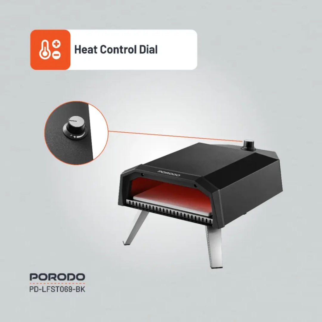 Porodo Lifestyle Pizza Outdoor Oven, 12", Black