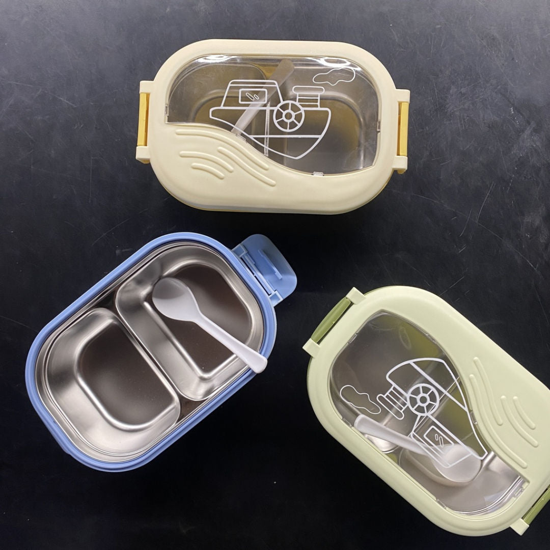 Twisoo Lunch Box Stainless Steel divided with Spoon, Mix Colors