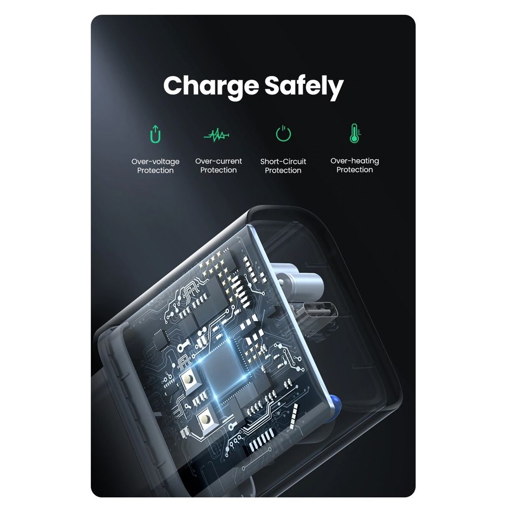 شاحن حائطي UGREEN CD137 بقدرة 20 واط مع منفذ USB-C لتزويد الطاقة، قابس الاتحاد الأوروبي، محول شحن سريع