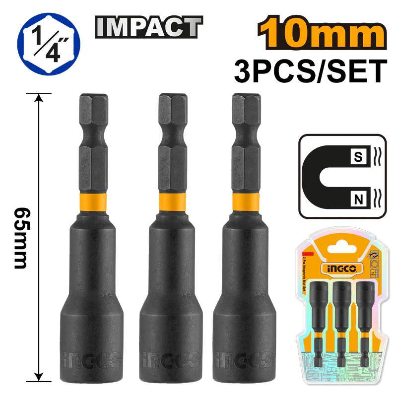 INGCO Impact Magnetic Nut Set 3 Pieces