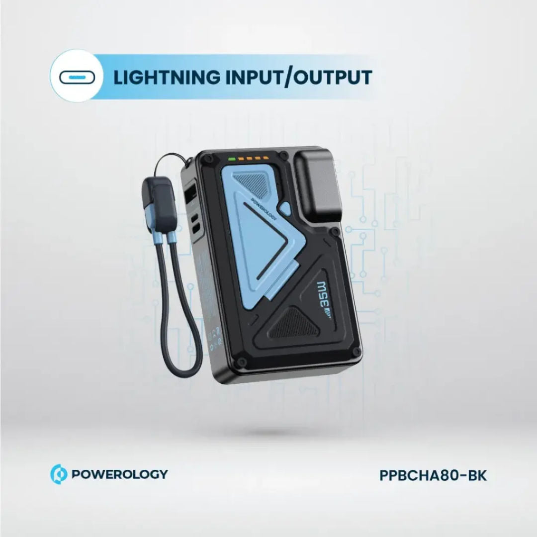 Powerology 10000mAh Wall Charger MagSafe Power Bank, Lightning Input/Output