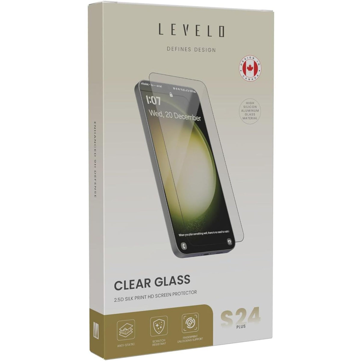 Levelo 2.5d Silk Print High Silicon Aluminum Glass HD Screen Protector For Samsung S24 Plus & S24, Clear
