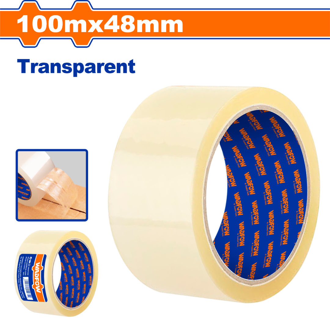 WADFOW Transparent Packing Tape, BOPP, 48 mm Width, 0.045 mm Thick