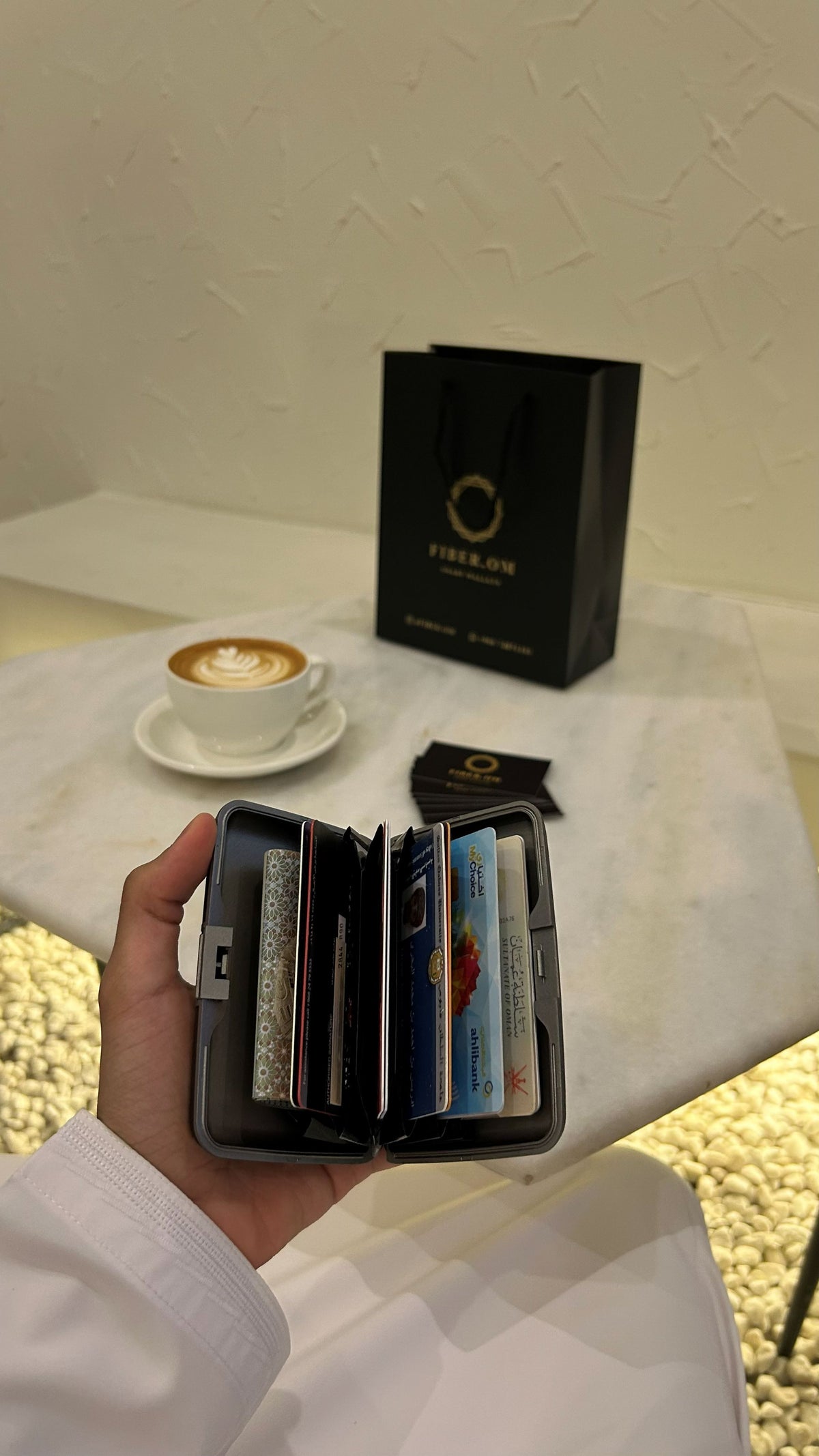 Ogon Aluminum Wallet Small Case V1, Carbon Square Effect Print