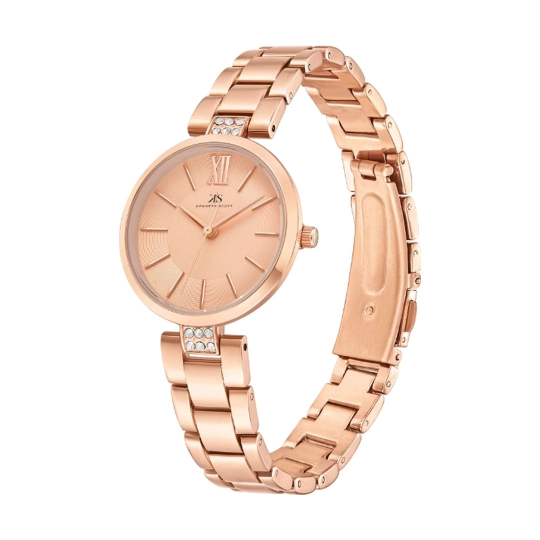KENNETH SCOTT Women's Rose Gold Dial Analog Watch, K23533-RBKK Series