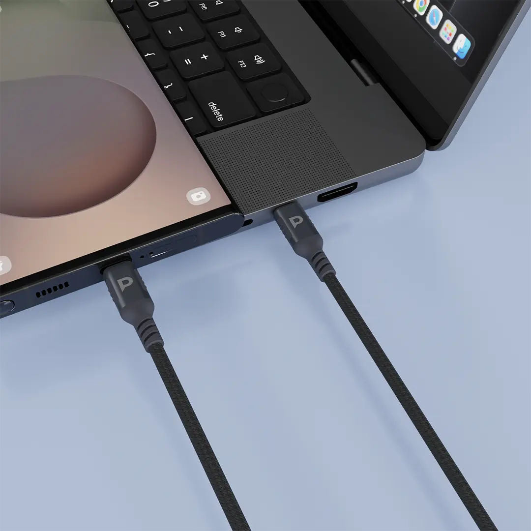 Powerology Power Sync Weave USB-C to USB-C Cable, PD 100W, 3M, Gray