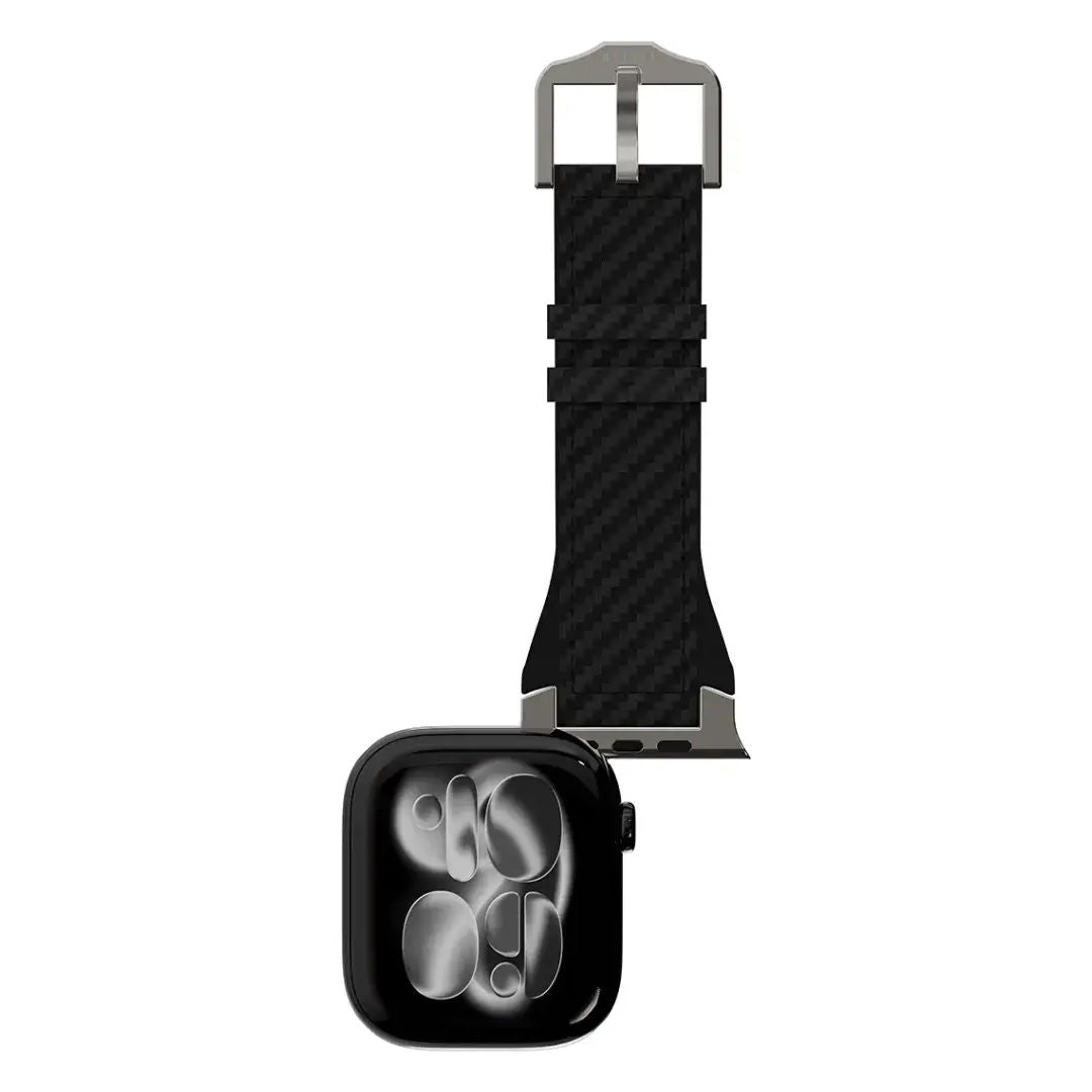 Levelo Toray Silicone & Leather Watch Strap, Black
