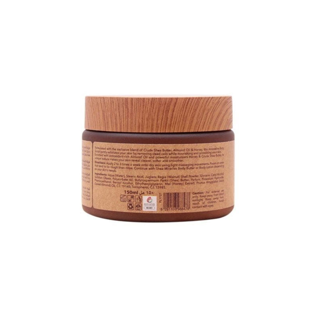 مقشر الجسم بالشيا من Shea Miracles بزيت اللوز والعسل