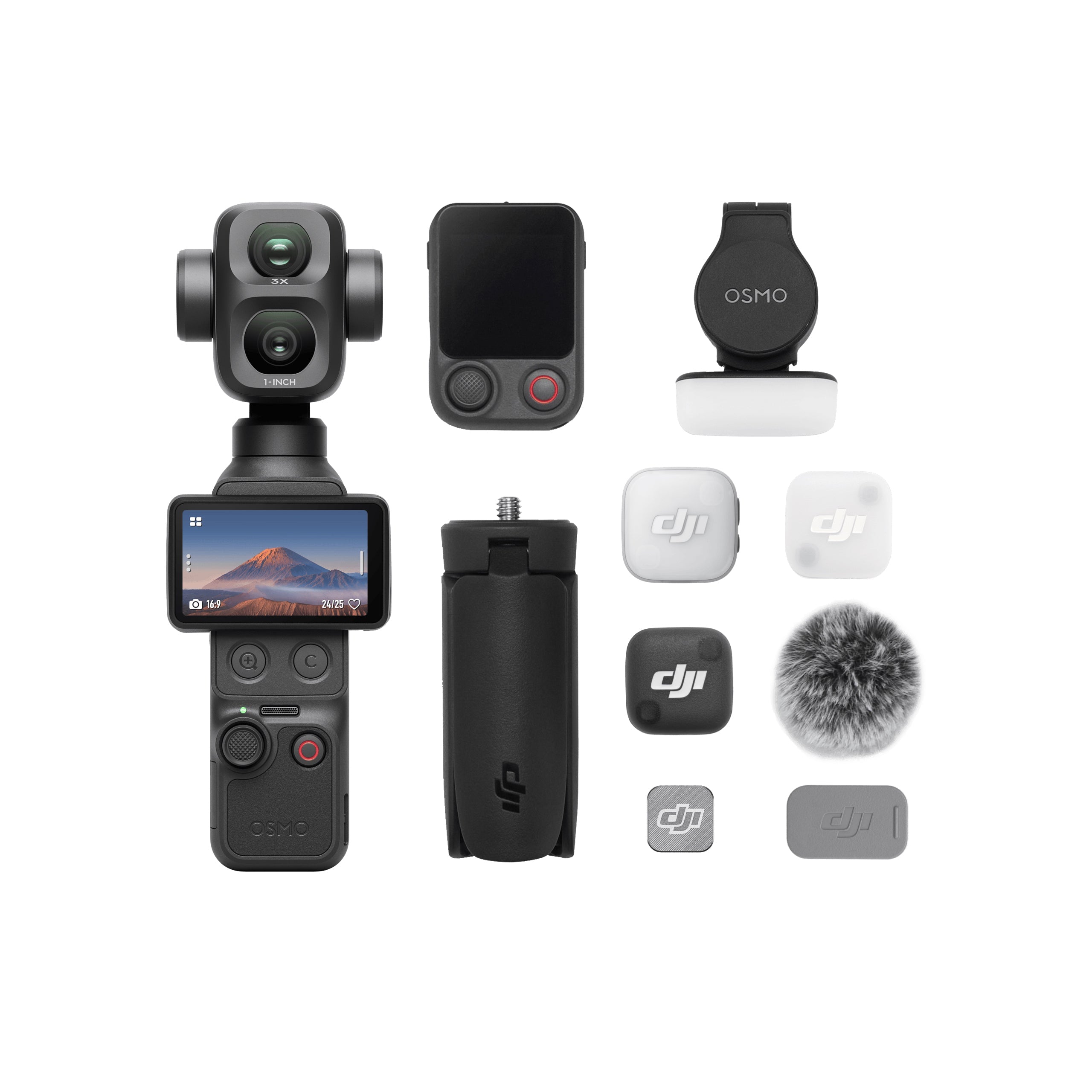 DJI Osmo Pocket 4P Vlog Combo Handheld Gimbal Camera, 1" CMOS, 4K/240fps, Dual Lens, 103GB Storage, Black