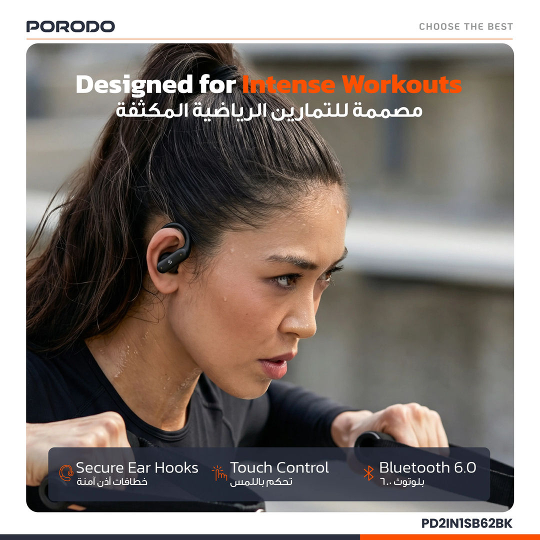 Porodo Activex Smart Fitness Band & Earbuds, Black