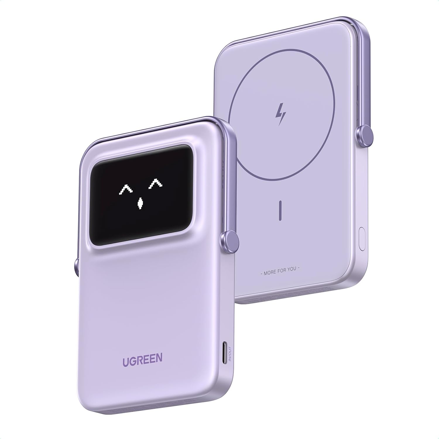 شاحن محمول لاسلكي مغناطيسي UGREEN PB572 بسعة 10000 مللي أمبير في الساعة، مزود بخاصية الشحن السريع عبر منفذ USB-C بقدرة 20 واط وحامل قابل للطي