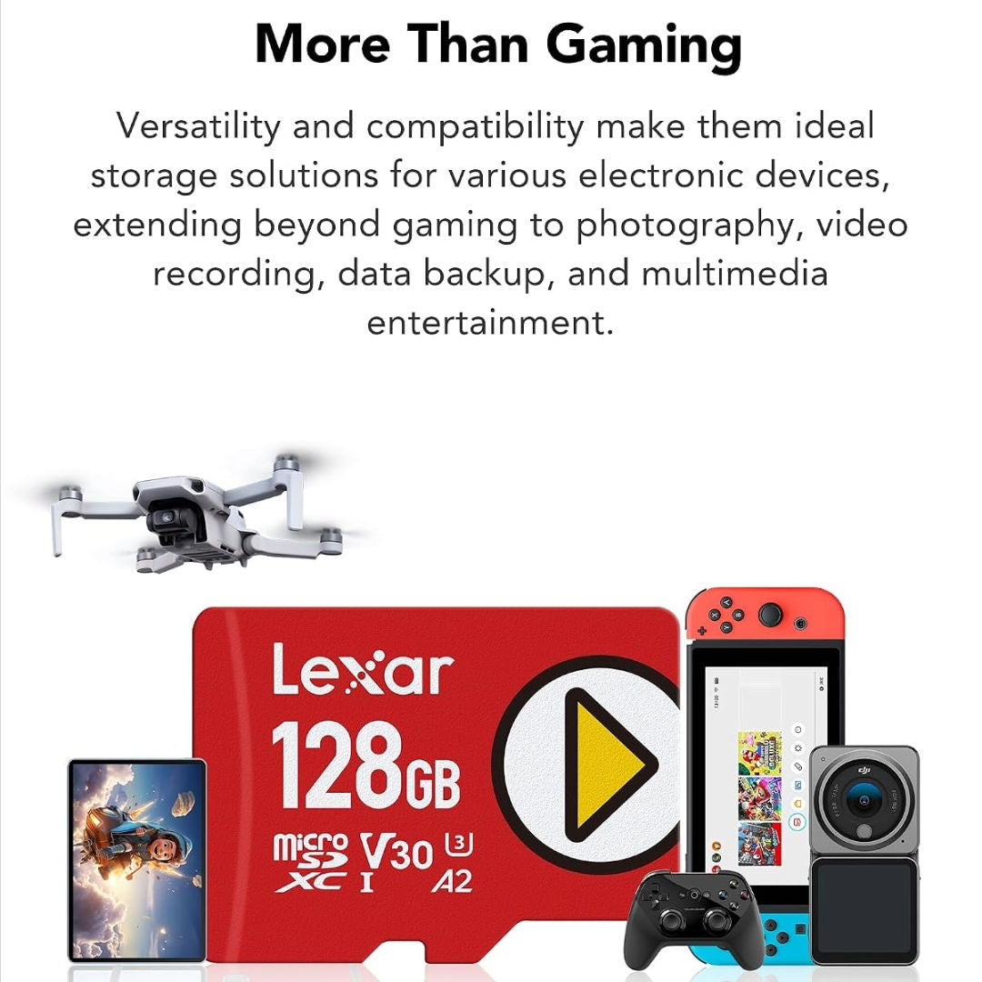 LEXAR® PLAY microSDXC™ UHS-I cards, up to 205MB/s read and 140MB/s write