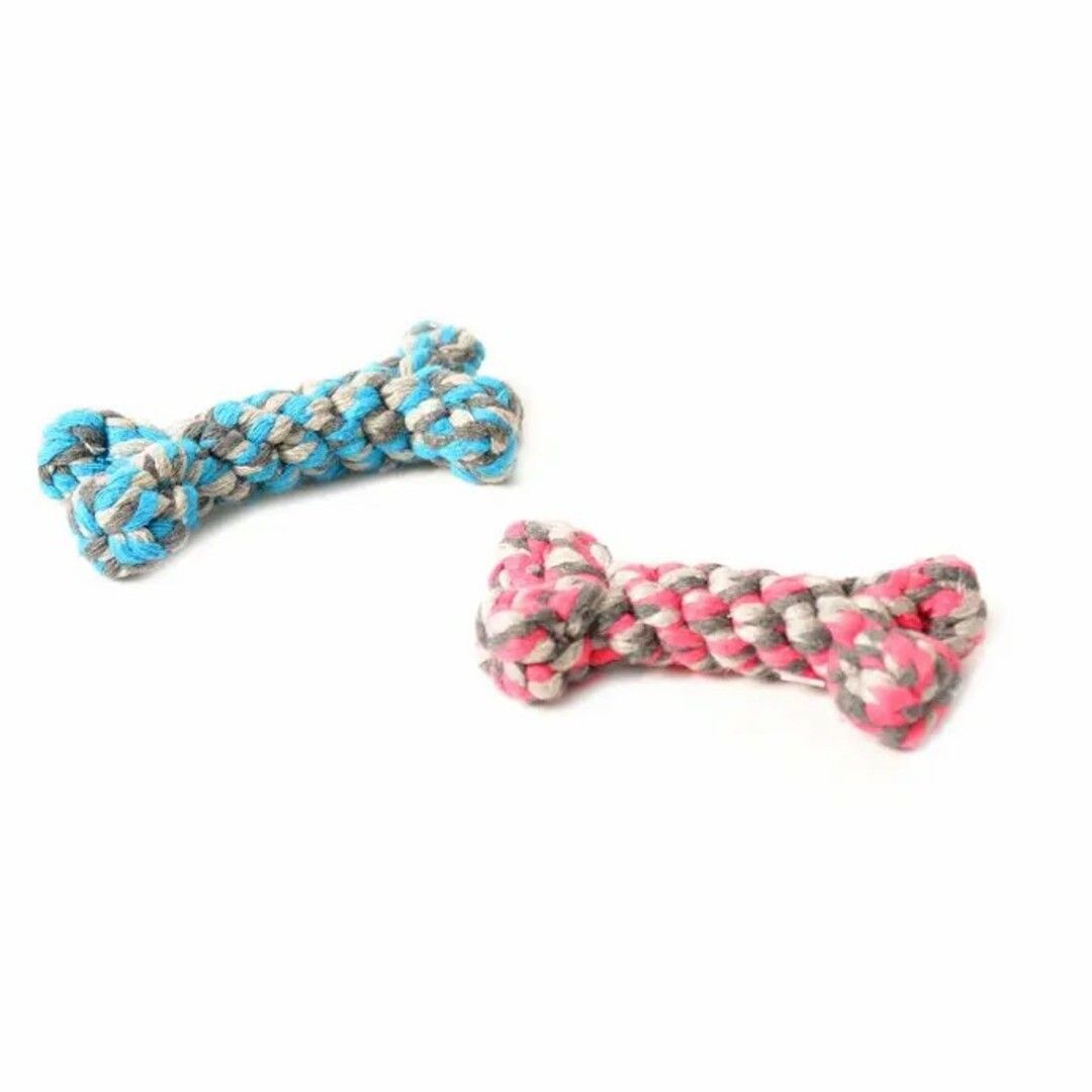 Duvo+ Knotted Cotton Bone Toy for Dogs, 8cm