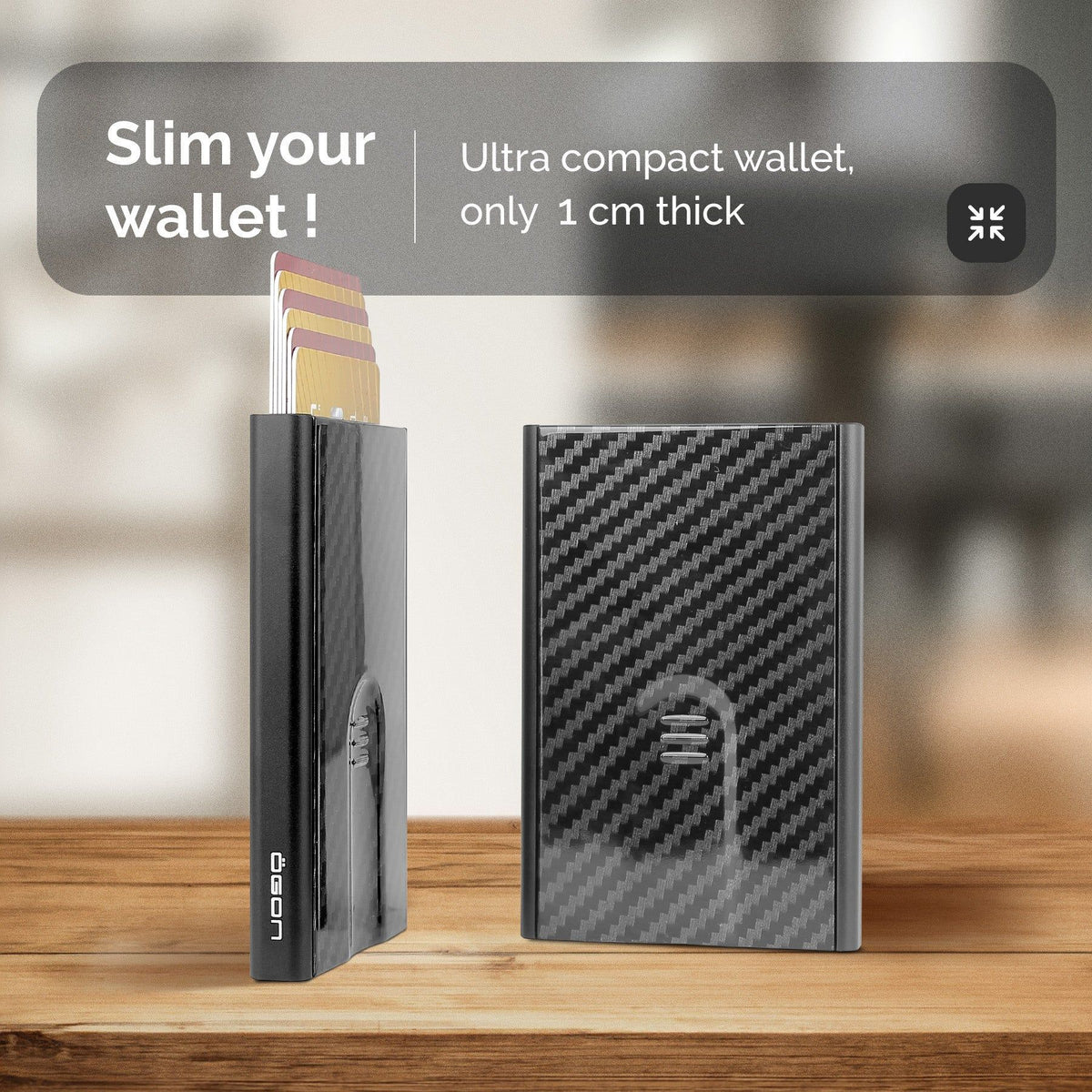 Ogon Automatic Slider Card Holder, Genuine Carbon Fiber Edition