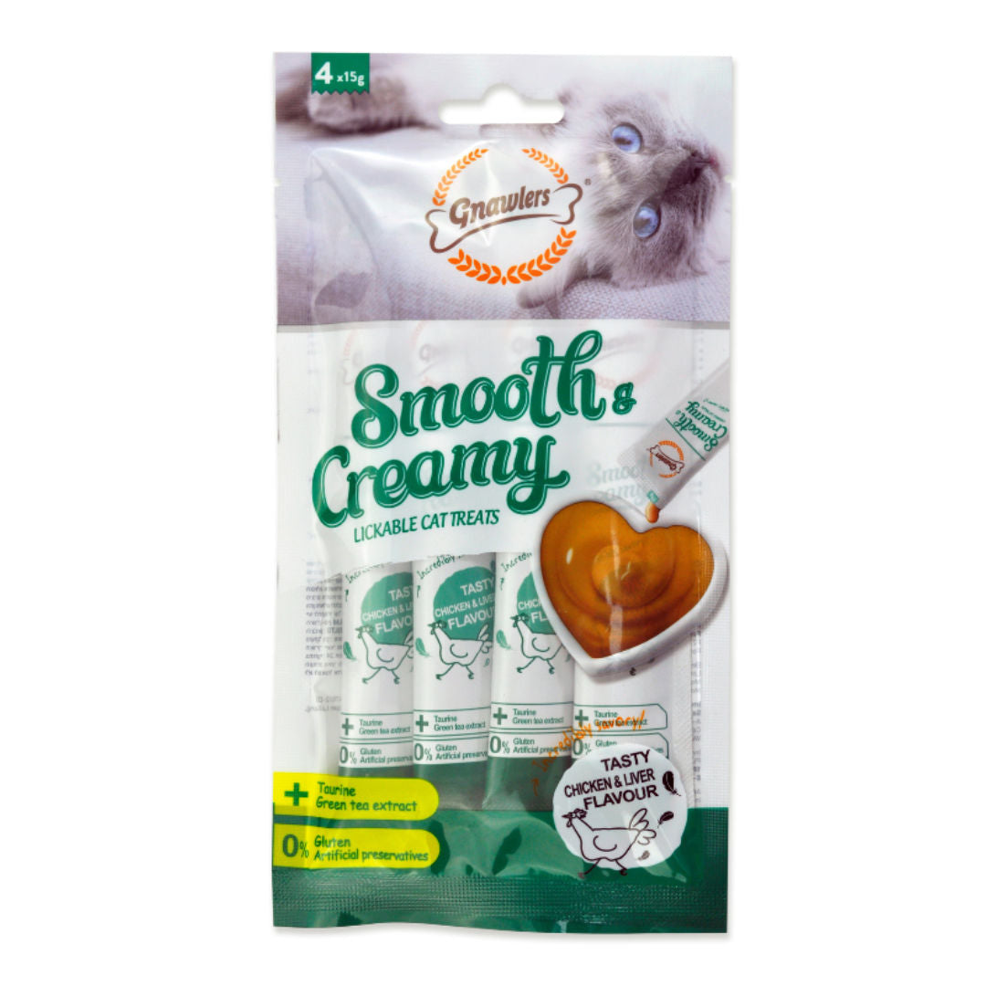 Gnawlers Smooth & Creamy Lickable Cat Treats, 4-Pieces x 15gm