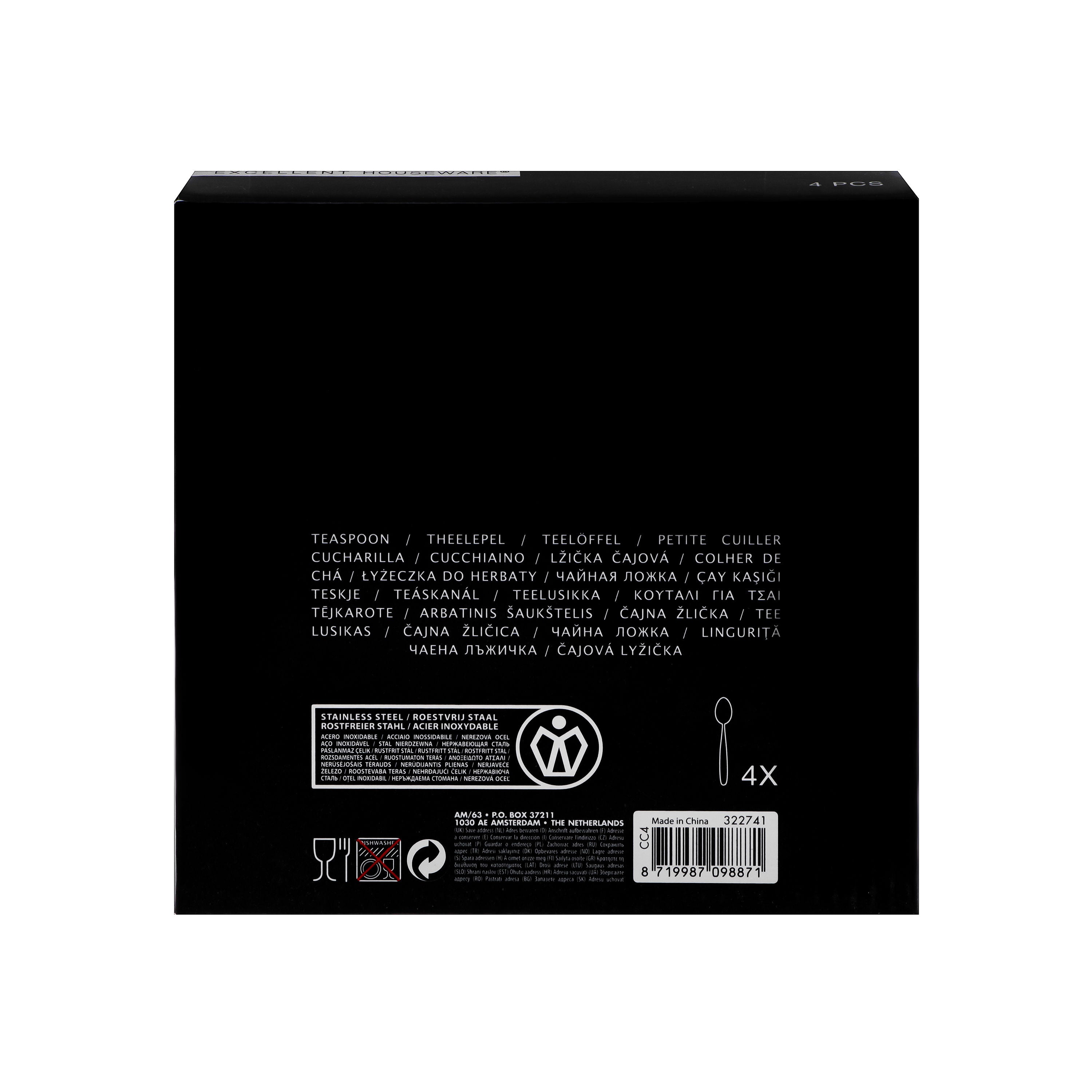 Excellent Houseware 4-Piece Stainless Steel Teaspoon Set