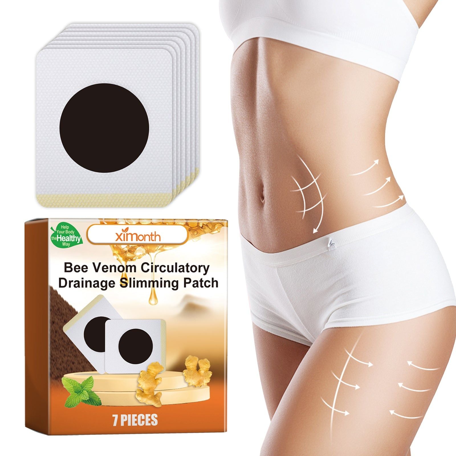 Body Care Patch, Slimming & Skin Tightening, Natural Fat Burner, Easy to Use ,7pcs