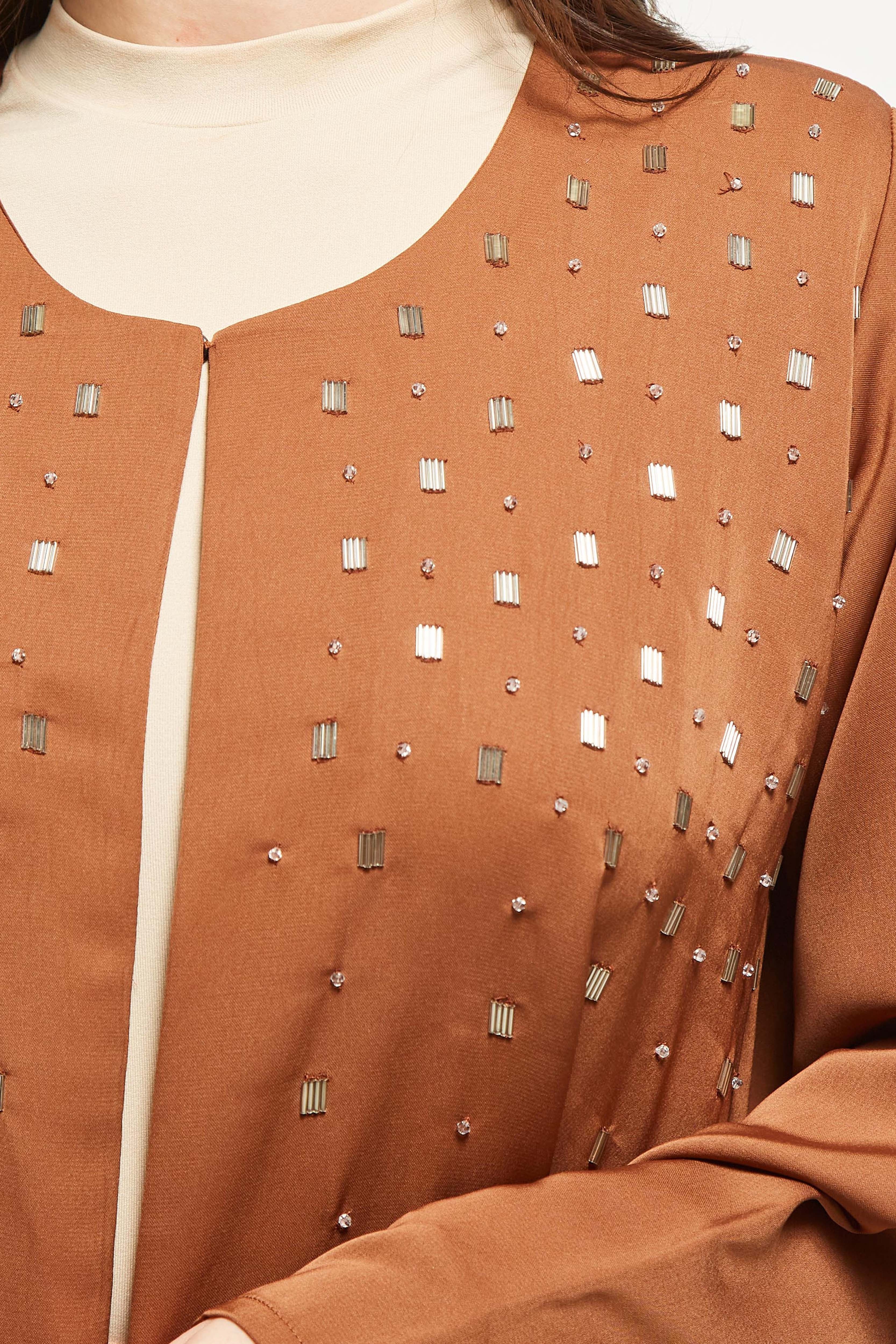 MOiSTREET Embellished Abaya with Sheila