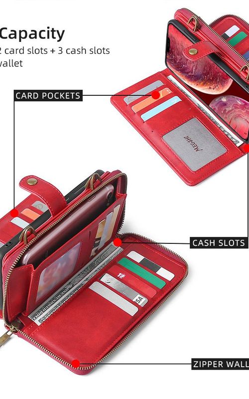 PU Leather Wallet Case Multifunction Magnetic Phone Case For iPhone 13 14