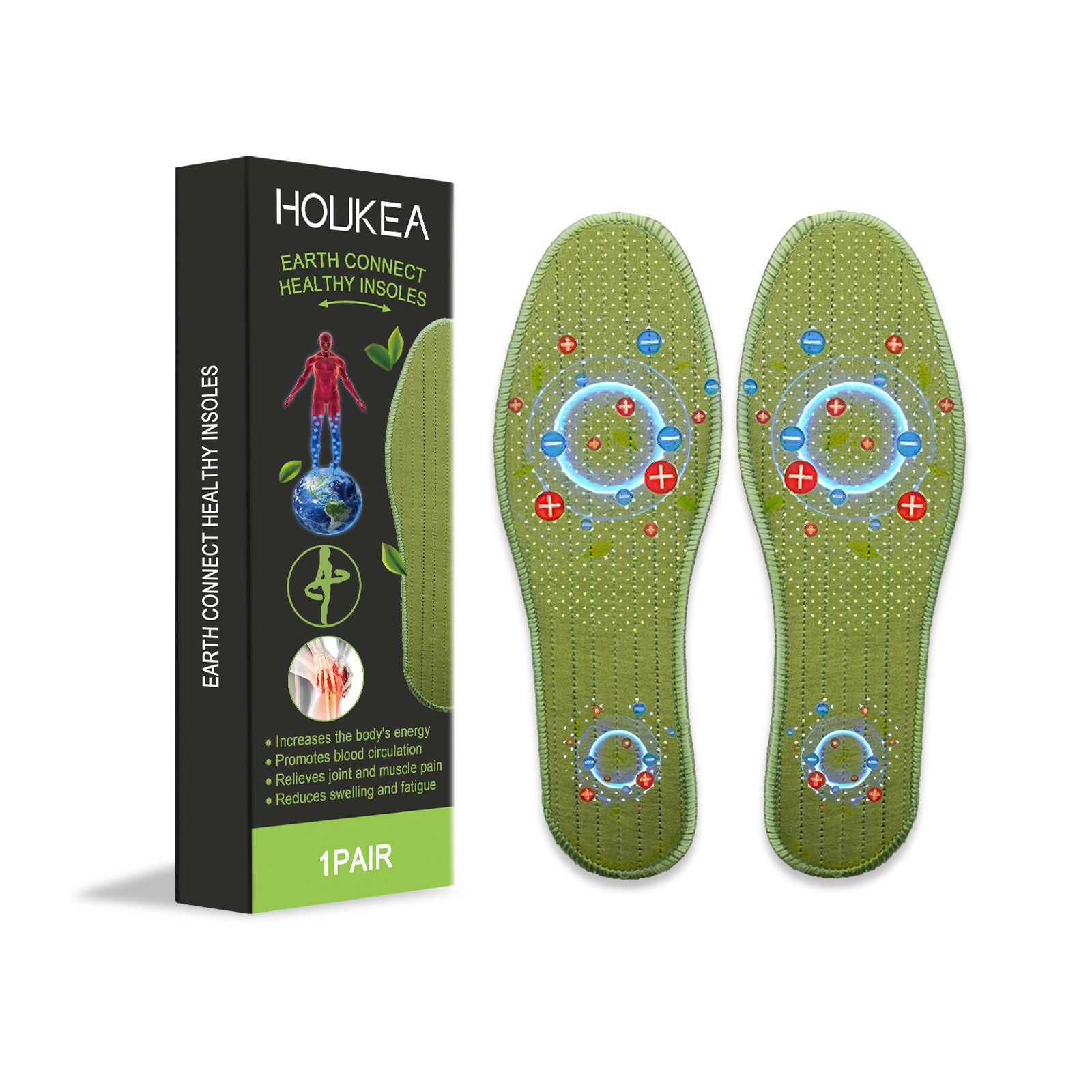 Body Care Soft Elastic Insole, Relieve Foot Pain, Improve Circulation, Comfortable Outdoor Running Support ,1Pair