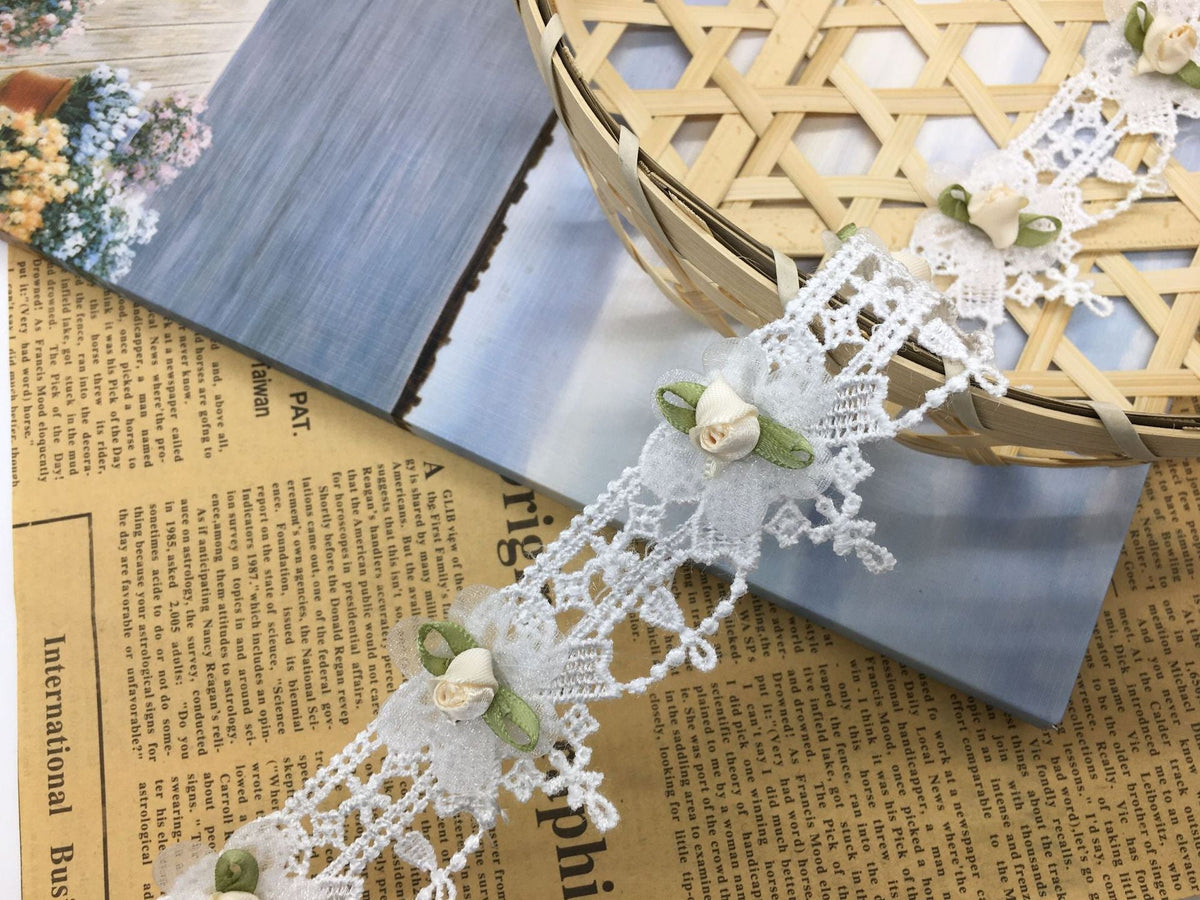 Floral Lace Trim Ribbon Handmade Embroidered Lace Sewing Supplies For DIY Craft