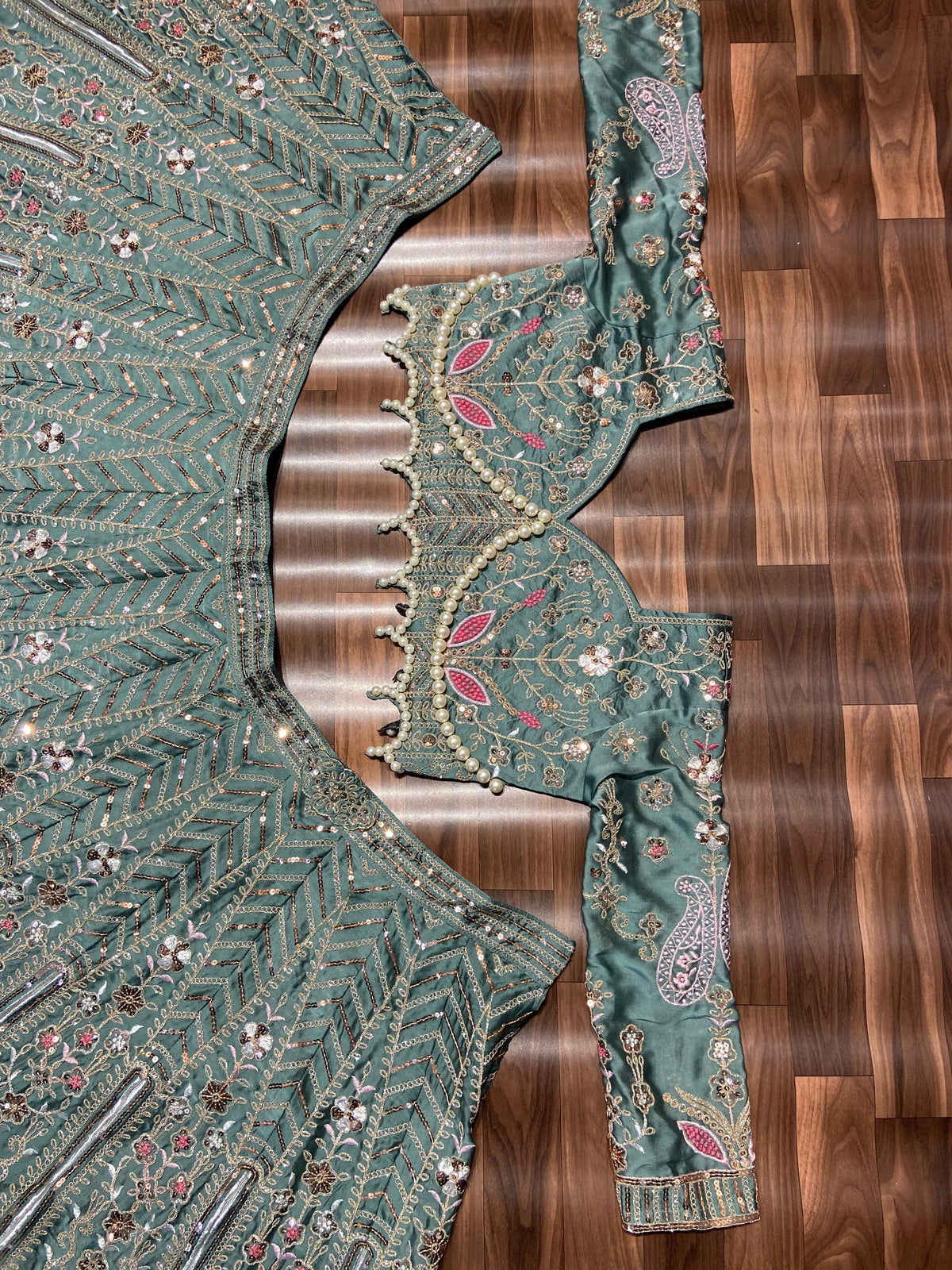 Fab Zone Designer Lehenga Choli With Hand Pearl Work