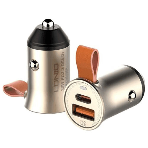 شاحن سيارة معدني LDNIO مزود بمنفذين USB