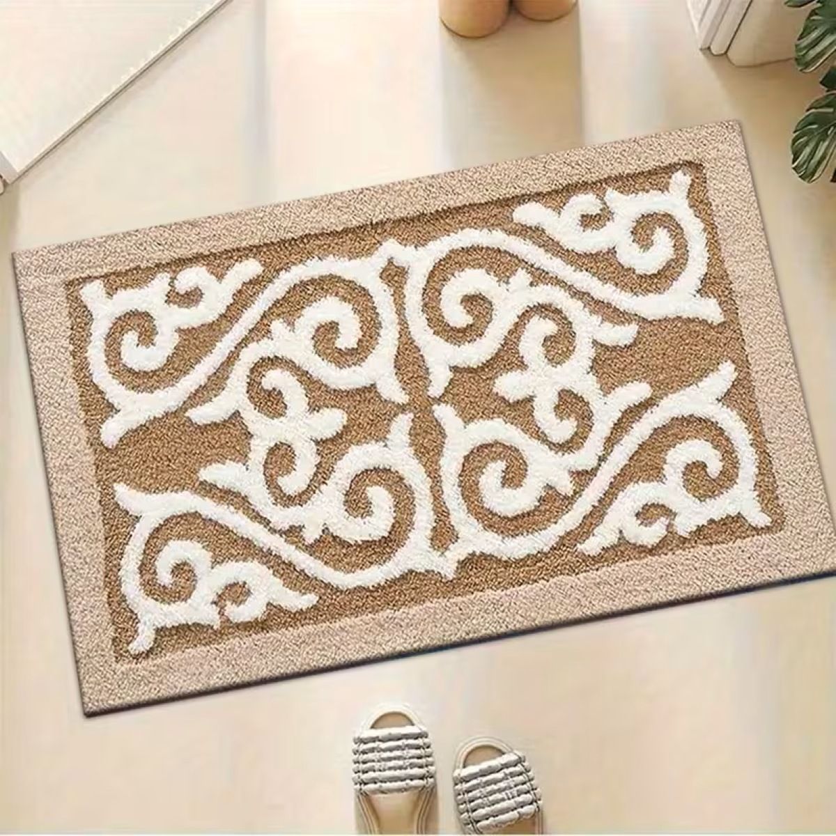 AIESY® Micro-Poly Shaggy Leaf Shape Multi-Purpose Door Mat for Home