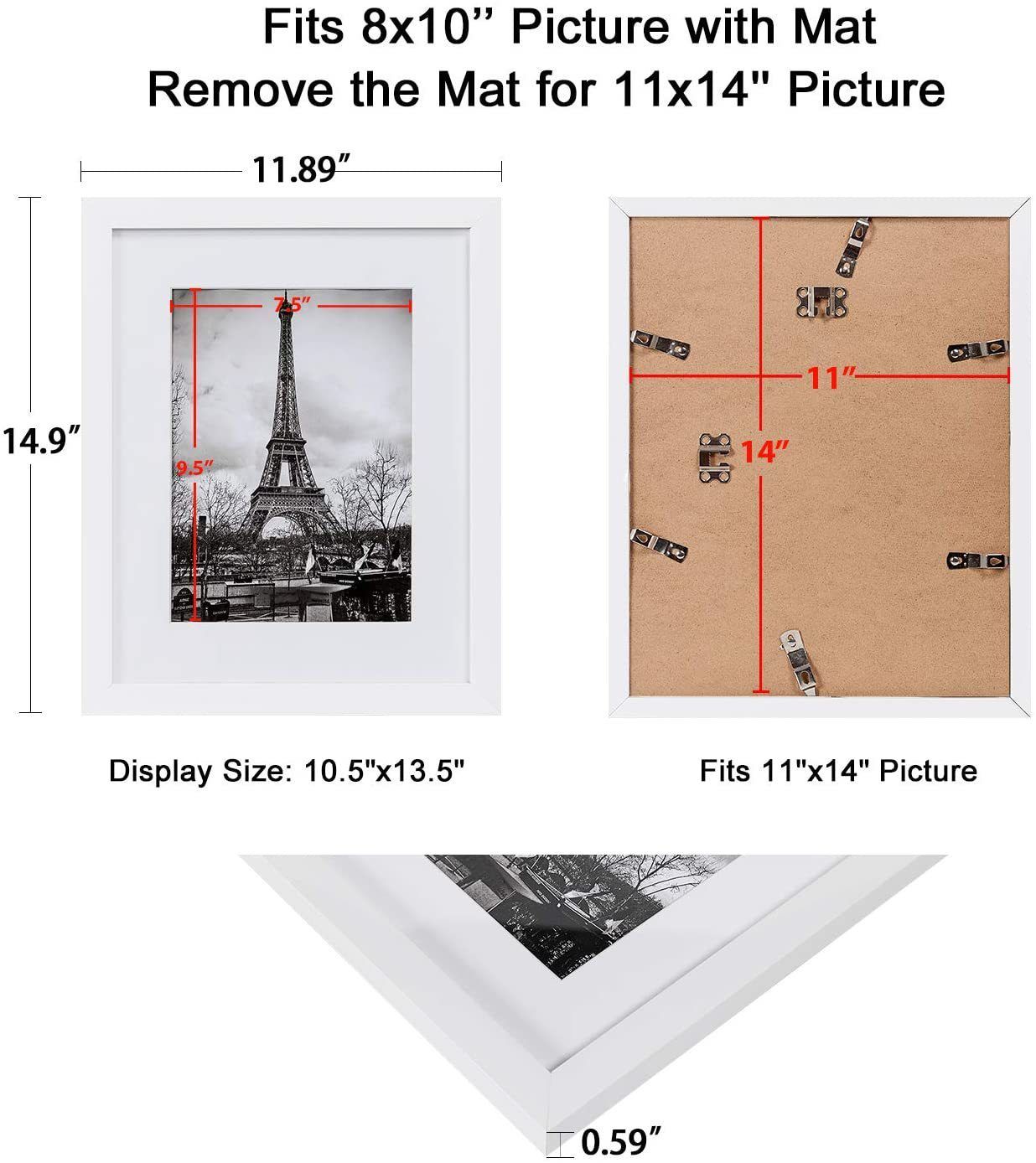 5pcs Wall Picture Frames 8 x 10 Inch Gallery Photo Frame For Tabletop Display